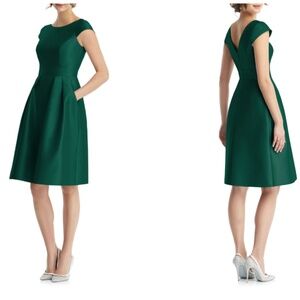 Alfred Sung Dressy Cap Sleeve Cocktail Dress in Hunter Green